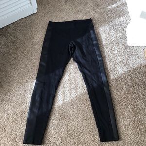 Black leggings with pleather panels on sides